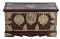 Antique Royal Brass Fitted Teak Wood Trunk Coffee Table