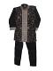 Kids Sherwani Kurta Pajama Suit In Black Tissue Silk Kids Sherwani Kurta Pajama Suit In Black Tissue Silk