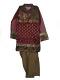 Punjabi Salwar Kurta For Kids In Red & Mehndi With Net Sleeves Punjabi Salwar Kurta For Kids In Red & Mehndi With Net Sleeves