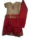 Kids Pattu Pavadai, Red & Tan Pattu Lehenga Blouse Outfit