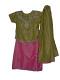 Kids Lehenga Choli In Pink & Green Embossed Fabric