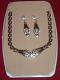 Colored Stone-work Necklace Set In Silver Finish