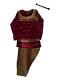 Kids Punjabi Suit In Mehndi & Maroon With Bead Work Kids Punjabi Suit In Mehndi & Maroon With Bead Work