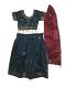 Pattu Pavadai Blouse Outfit, Dark Blue Pattu Langa For Kids