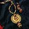 Handcrafted Red & yellow chakra pattern necklace & jhumka