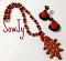 Hand Carved peacock Set In Clay - Red and Black Combo Hand Carved peacock Set In Clay - Red and Black Combo