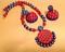 Terracotta Jewelry Set in Bright Red and Blue