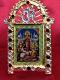 Gold Stone Work Photo Frame of Ganesh, Lakshmi & Saraswati