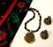 Black & Gold Embossed Pendant Set /w Jhumka Earrings