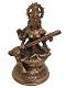 Large Devi Saraswati Sitting on Kamal Copper Statue Large Devi Saraswati Sitting on Kamal Copper Statue