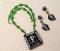 Faux Silver Ganesha Jewelry Set in Clay with Green Crystals Faux Silver Ganesha Jewelry Set in Clay with Green Crystals