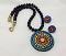 Multi Color Terracotta Pendant Set with Matching Studs