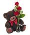 Classic Bud Vase Roses with Bear Classic Bud Vase Roses with Bear
