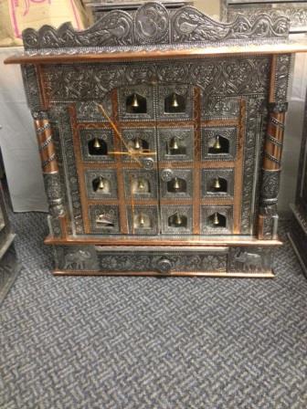 Copper Trim Small Pooja Mandir /w Doors & Bells 18 X 07 Copper Trim Small Pooja Mandir /w Doors & Bells 18 X 07