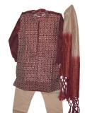 Kurta Pajama For Boys In Maroon & Cream Checks Kurta Pajama For Boys In Maroon & Cream Checks