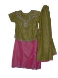 Kids Lehenga Choli In Pink & Green Embossed Fabric Kids Lehenga Choli In Pink & Green Embossed Fabric