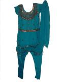 Kids Anarkali Suit, Blue & Gold Georgette Anarkali Churidar Dress