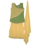 Pant Style Salwar Kameez For Girls In Yellow & Green Pant Style Salwar Kameez For Girls In Yellow & Green