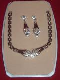 Colored Stone-work Necklace Set In Silver Finish Colored Stone-work Necklace Set In Silver Finish