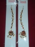 Gold Color Maang Tika Jewelry From India W/ Red Stones