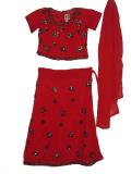 Indian Kids Party Wear, Red Lehenga Choli With Kundan Work Indian Kids Party Wear, Red Lehenga Choli With Kundan Work