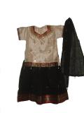 Kids Pavadai Blouse South Indian Outfit In Cream & Black Kids Pavadai Blouse South Indian Outfit In Cream & Black