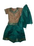 Girls Pattu Langa Dress With Tan Sattai & Green Langa