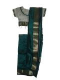 Kids Sari Blouse, Readymade Green Silk Indian Saree