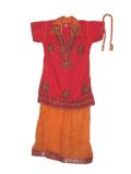 Crushed Silk Lehenga Choli In Orange & Red For Teen Girls Crushed Silk Lehenga Choli In Orange & Red For Teen Girls