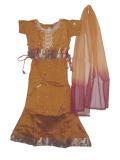Pattu Pavada Blouse Dress For Kids With Fish-cut Pattu Lehenga
