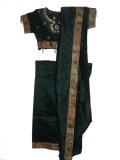 Ethnic Green Silk Readymade Saree Blouse Dress For Kids