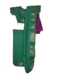 Little Girls Easy To Wrap Sea Green Pattu Saree Dress