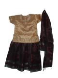 South Indian Pattu Langa In Pretty Plum & Tan
