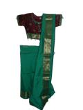 Girls Readymade Saree Outfit In Green & Wine Silk