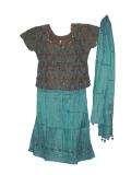 Stunning Brocade Lehenga Choli In Blue & Grey W/ Bead Work