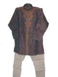 Boys Kurta Pajama In Grey & Blue With Embroidery Boys Kurta Pajama In Grey & Blue With Embroidery