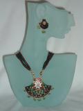 Hand-painted Rajasthani Minakari Red & Black Necklace Set