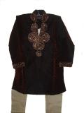 Kids & Teen Boys Churidar Kurta In Chocolate & Black