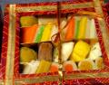 Indian Sweets Assortment in Bandhani Gift Box, 1.5 Pound Indian Sweets Assortment in Bandhani Gift Box, 1.5 Pound