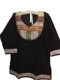 Black Cotton Plus Size Indian Kurti / Tunic For Women Black Cotton Plus Size Indian Kurti / Tunic For Women