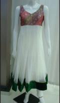 Anarkali Suit, Beautiful White Anarkali Churidar Suit XL