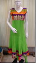 Partywear Green Anarkali Suit in Soft Net, size Small