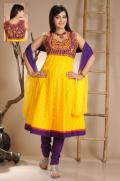 Cotton Anarkali Suit, Summery Yellow Churidar, Size 38 (small)