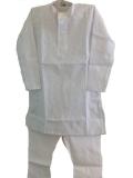 Cotton White & Blue Striped Readymade Kids Kurta Pajama Set