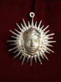 Decorative Lord Surya Silver Color Metal Wall Hanging Statue