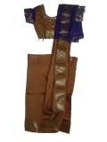 Silk Saree Blouse Costume, Ready-made Gold & Purple Saree