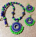 Terracotta Chakra Style Blue & Green Necklace & Earrings