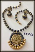 Lovely Handmade Peacock Necklace In Black & Gold with Jhumka Lovely Handmade Peacock Necklace In Black & Gold with Jhumka