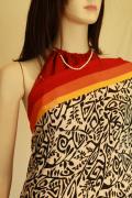 Bright Black & White Printed Saree with Red & Yellow Border Bright Black & White Printed Saree with Red & Yellow Border