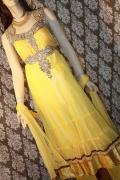Yellow Sleeveless Anarkali Suit with Stone & Crystal Work Yellow Sleeveless Anarkali Suit with Stone & Crystal Work